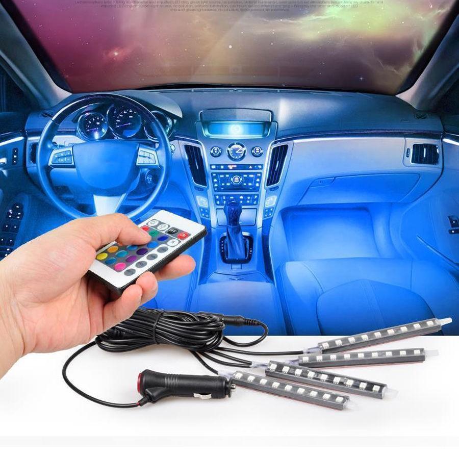 Universal Car Interior RGB LED Lights with Remote Control - Perfenq
