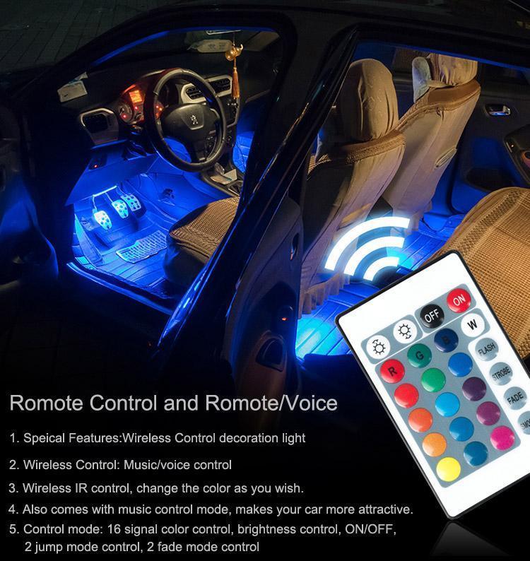 Universal Car Interior RGB LED Lights with Remote Control - Perfenq