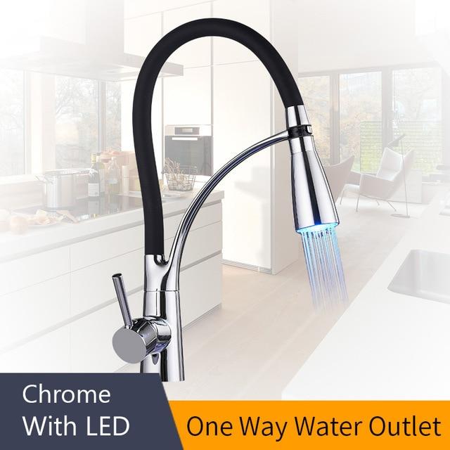 LED Kitchen Faucets with Rubber Design Chrome - Perfenq