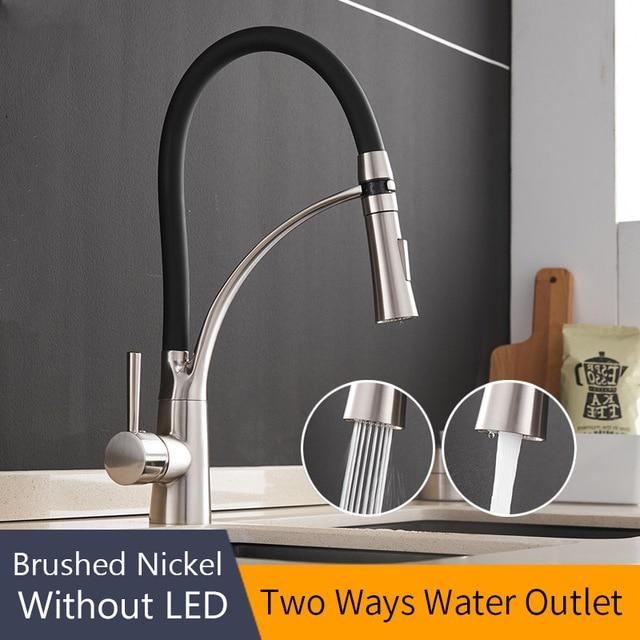 LED Kitchen Faucets with Rubber Design Chrome - Perfenq