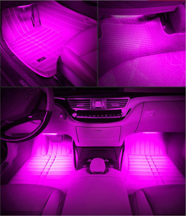 Universal Car Interior RGB LED Lights with Remote Control - Perfenq