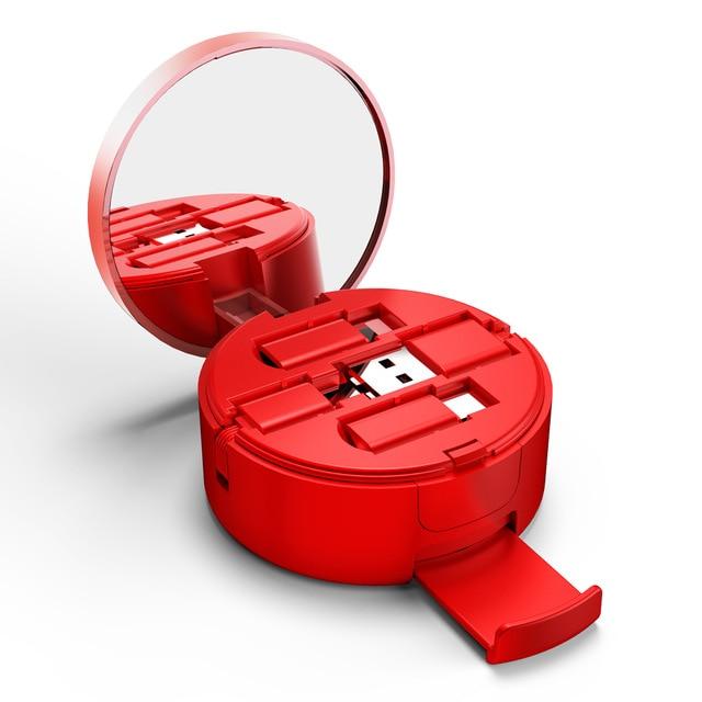 3 in 1 Retractable Cable with Mirror & Phone Stand - Perfenq