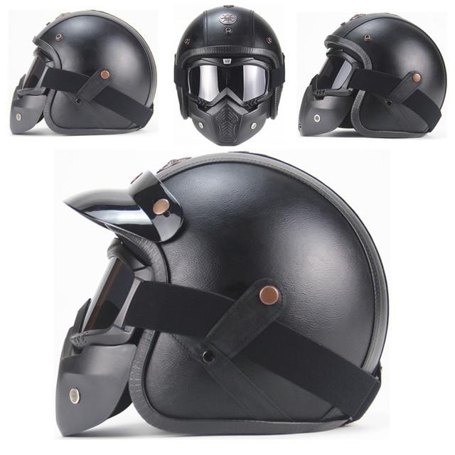 Premium Pu Leather Helmet - Perfenq