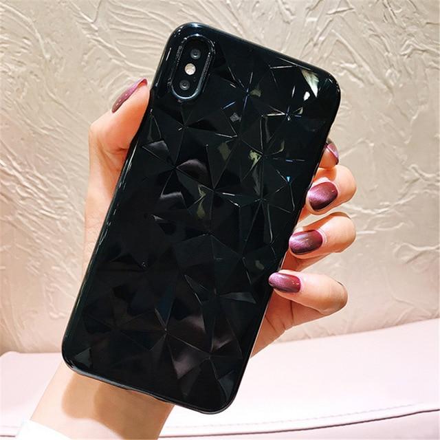Diamond Texture Transparent iPhone Case - Perfenq