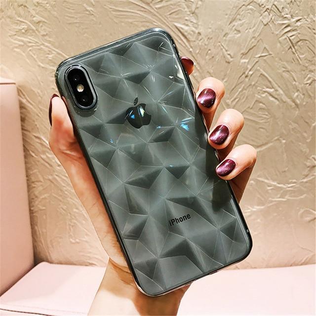 Diamond Texture Transparent iPhone Case - Perfenq