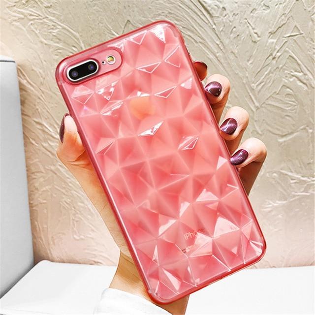 Diamond Texture Transparent iPhone Case - Perfenq