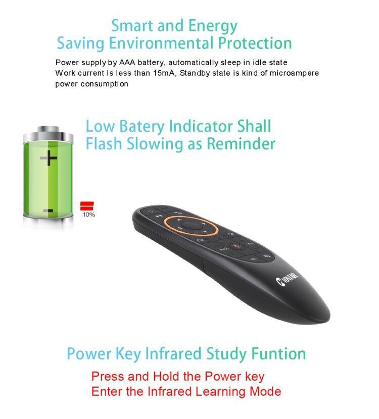 VONTAR G10 Voice Remote Control 2.4G Wireless Air Mouse Microphone Gyroscope IR Learning for Android tv box T9 H96 Max X96 mini - Perfenq