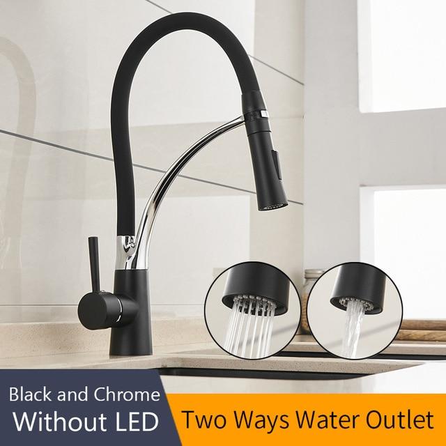 LED Kitchen Faucets with Rubber Design Chrome - Perfenq