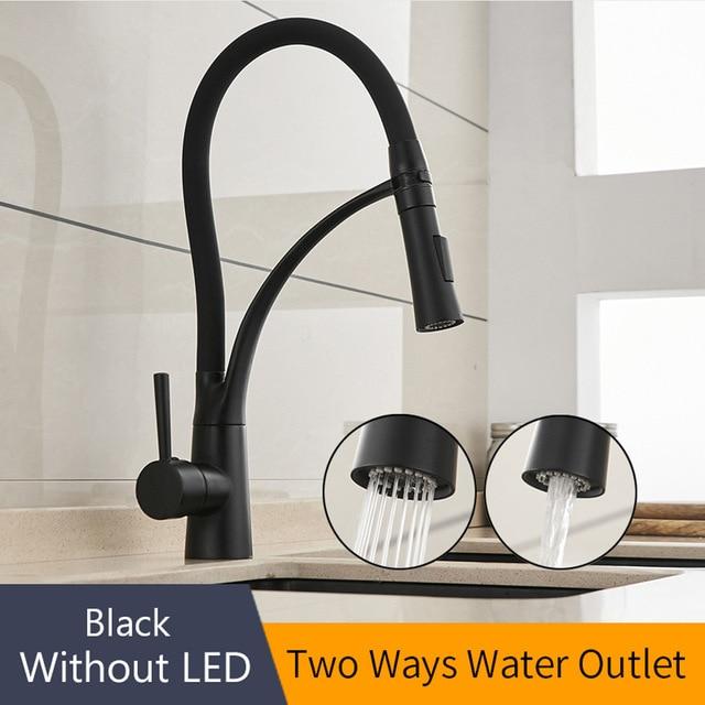 LED Kitchen Faucets with Rubber Design Chrome - Perfenq