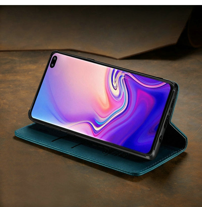 Samsung Galaxy S10 / S10E / S10 Plus Magnetic Wallet Leather Case - Perfenq