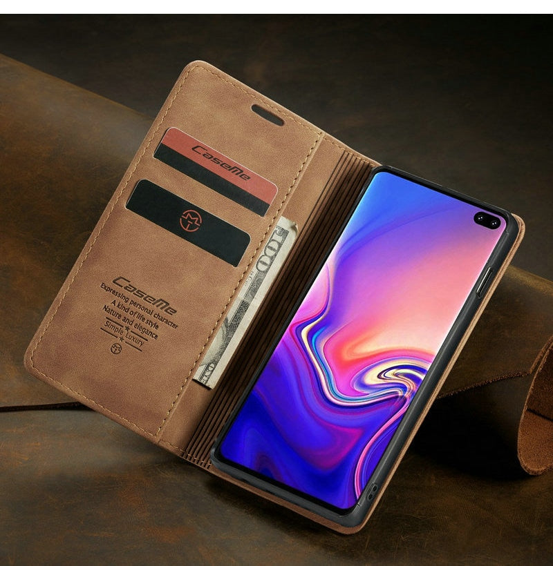Samsung Galaxy S10 / S10E / S10 Plus Magnetic Wallet Leather Case - Perfenq