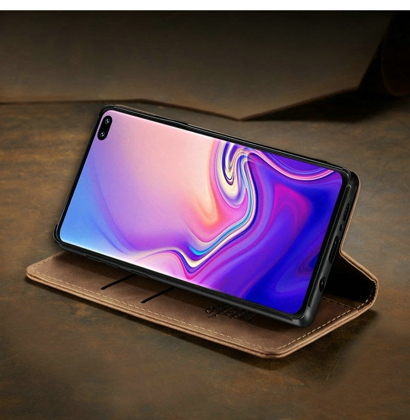 Samsung Galaxy S10 / S10E / S10 Plus Magnetic Wallet Leather Case - Perfenq