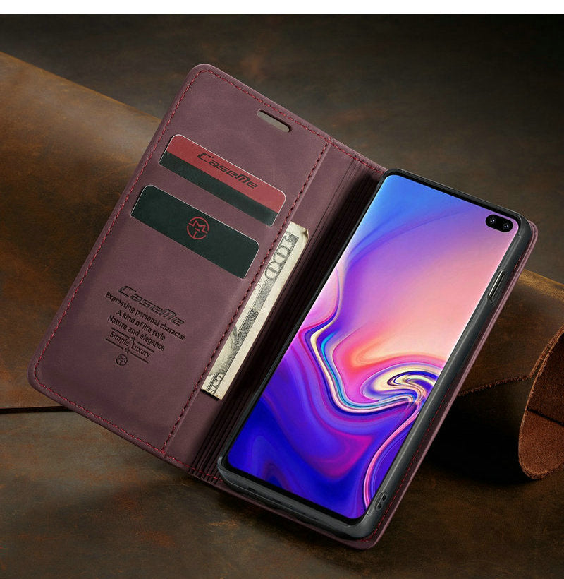 Samsung Galaxy S10 / S10E / S10 Plus Magnetic Wallet Leather Case - Perfenq