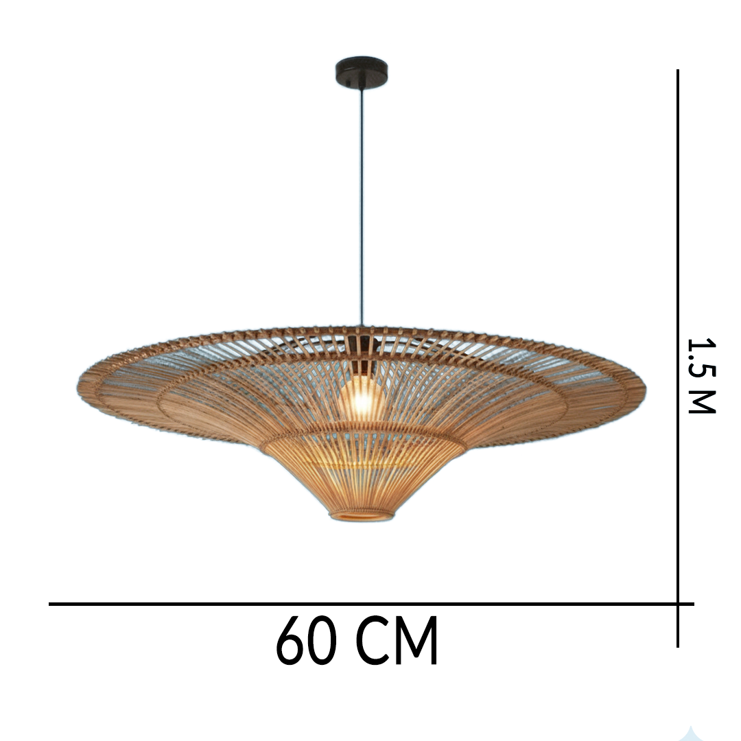 Bohemian Wicker Straw Hat Lamp for Living Room, Restaurant & Shop Decor