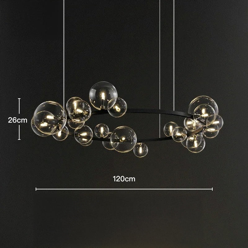 Luxury Nordic Ring Chandelier Glass Ball LED Pendant Light for Kitchen & Living Room Decor