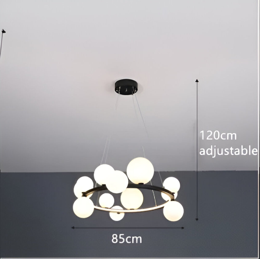 Luxury Nordic Ring Chandelier Glass Ball LED Pendant Light for Kitchen & Living Room Decor