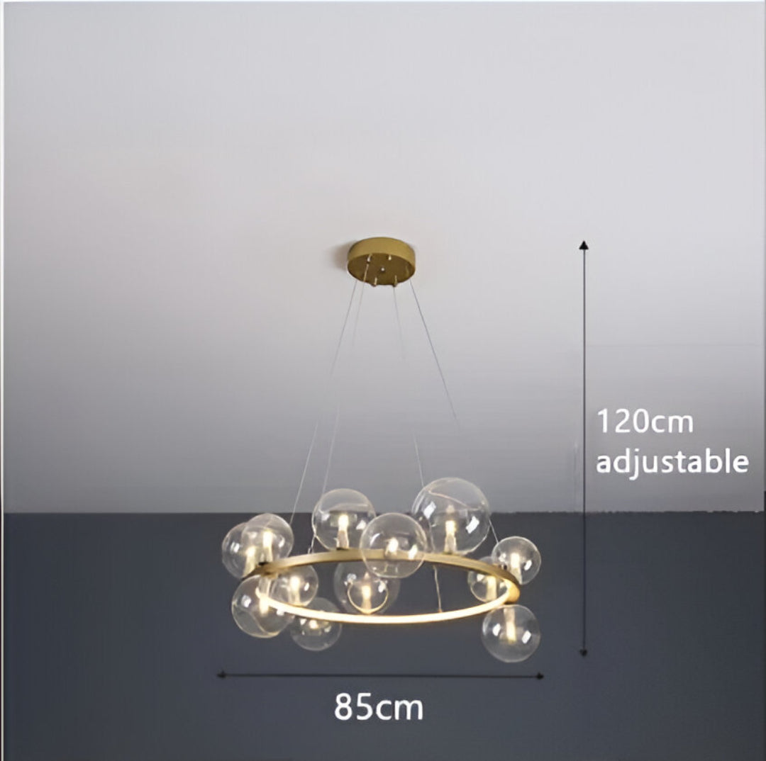 Luxury Nordic Ring Chandelier Glass Ball LED Pendant Light for Kitchen & Living Room Decor