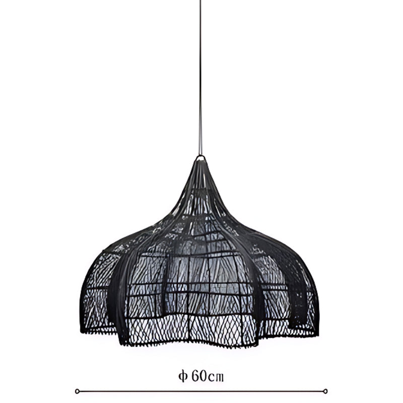 Luxury Rattan Chandelier Japanese Retro Style Pendant Lighting for Living Rooms