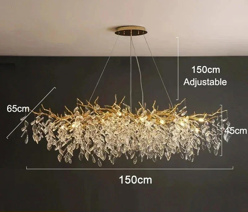 Modern Crystal Chandelier LED Ceiling Pendant Light for Dining, Living & Bedroom Décor