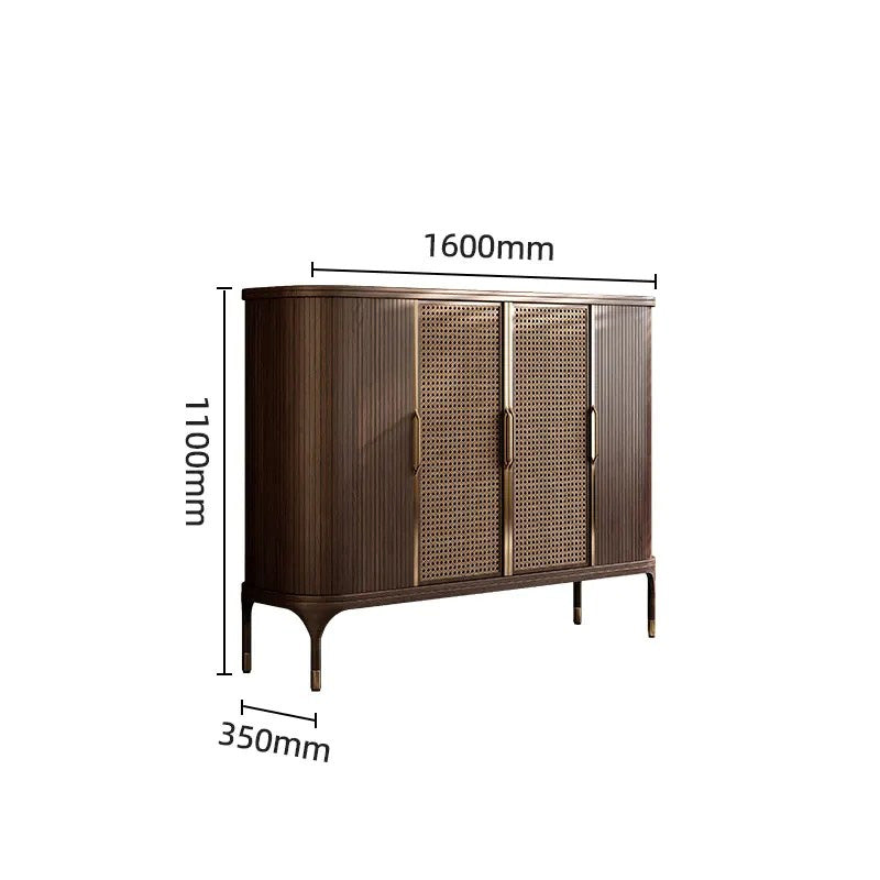 Luxury Medieval Walnut Shoe Cabinet Perfect Storage for Villa Entrances & Living Rooms