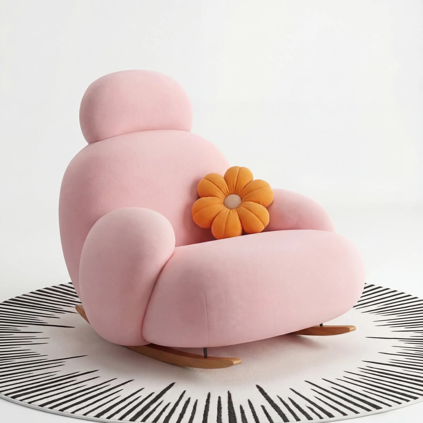 Fluffy White Lounge Chair Cute Modern Ergonomic Floor Recliner for Living Room