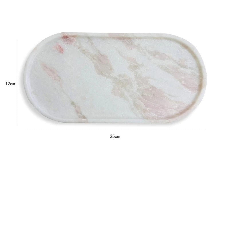 Luxury Marble Bathroom Tray Elegant Natural Stone Vanity & Cosmetic Organizer