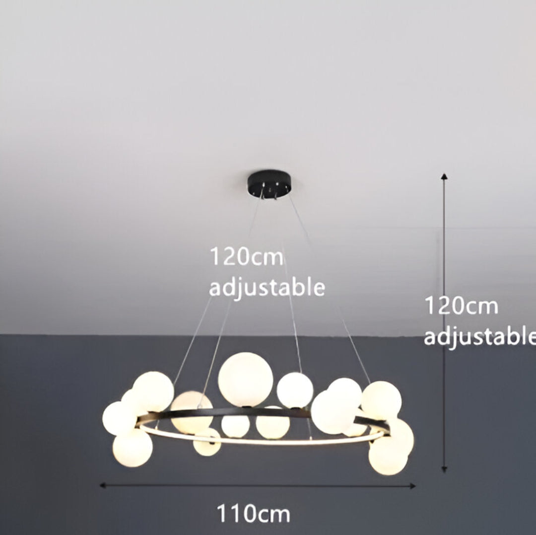 Luxury Nordic Ring Chandelier Glass Ball LED Pendant Light for Kitchen & Living Room Decor