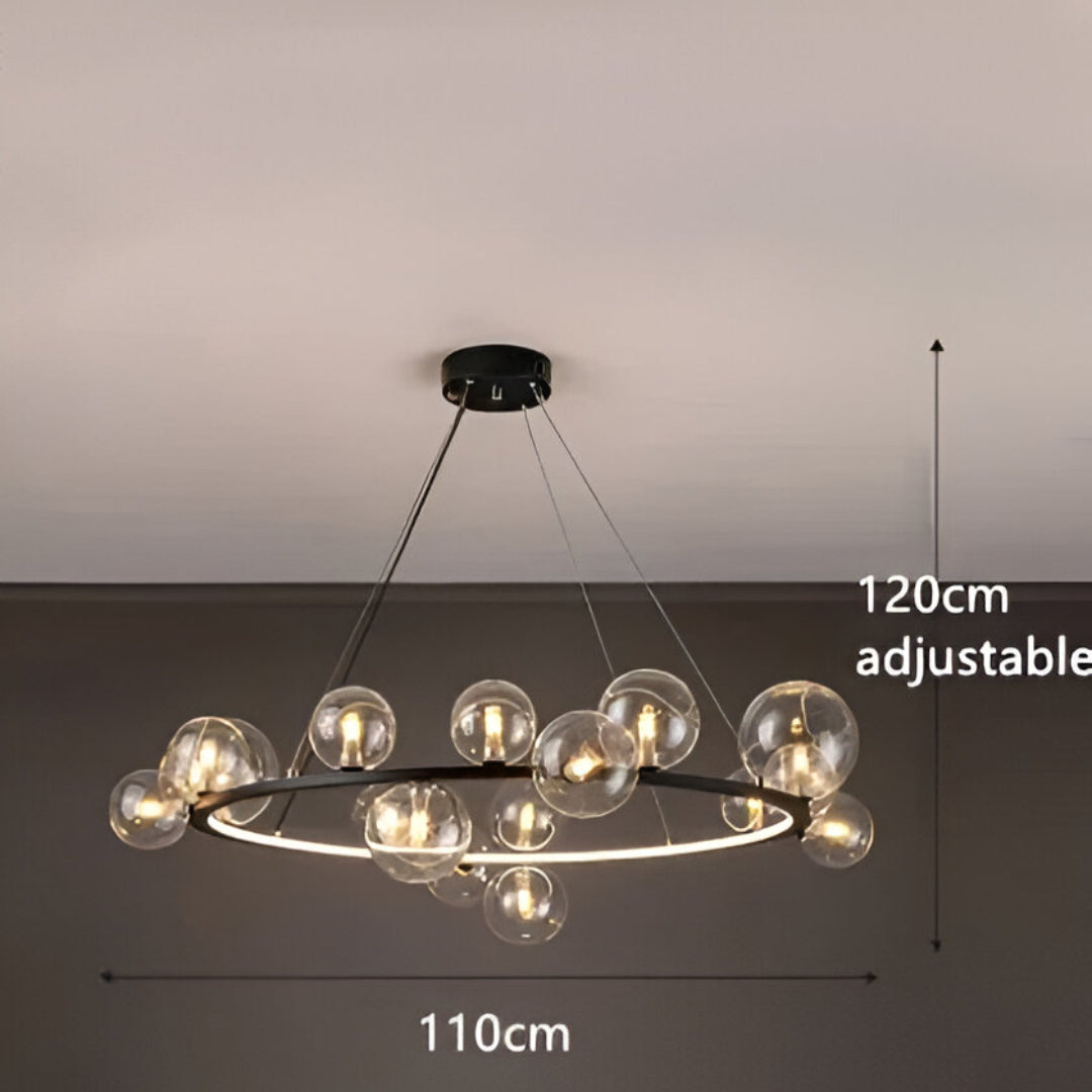 Luxury Nordic Ring Chandelier Glass Ball LED Pendant Light for Kitchen & Living Room Decor