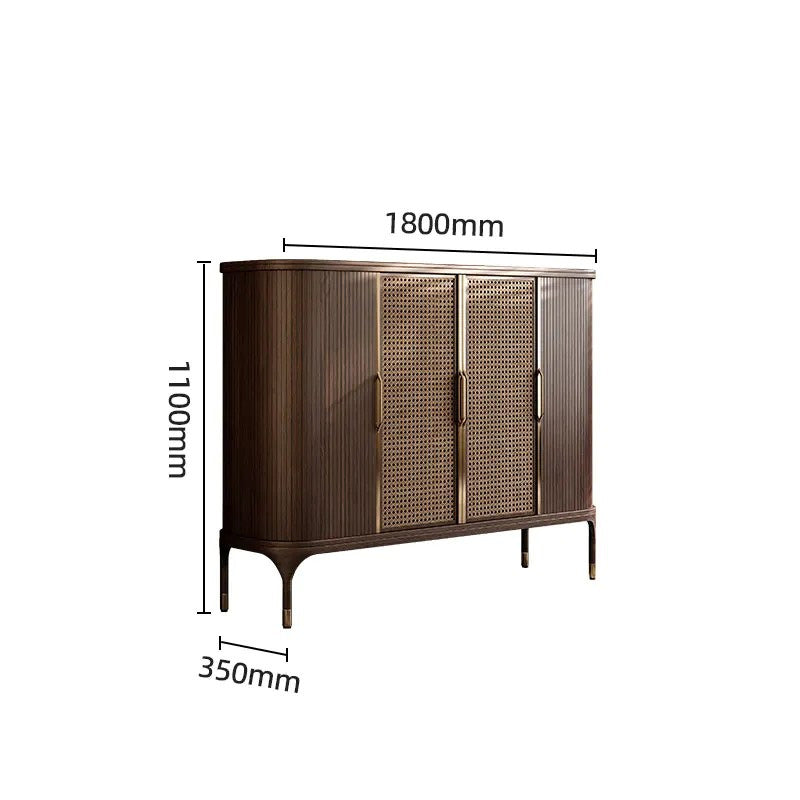 Luxury Medieval Walnut Shoe Cabinet Perfect Storage for Villa Entrances & Living Rooms