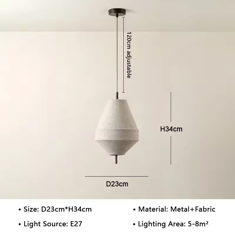 Wabi Sabi Fabric Pendant Light – Japanese UFO Lantern Chandelier for Modern Dining Rooms
