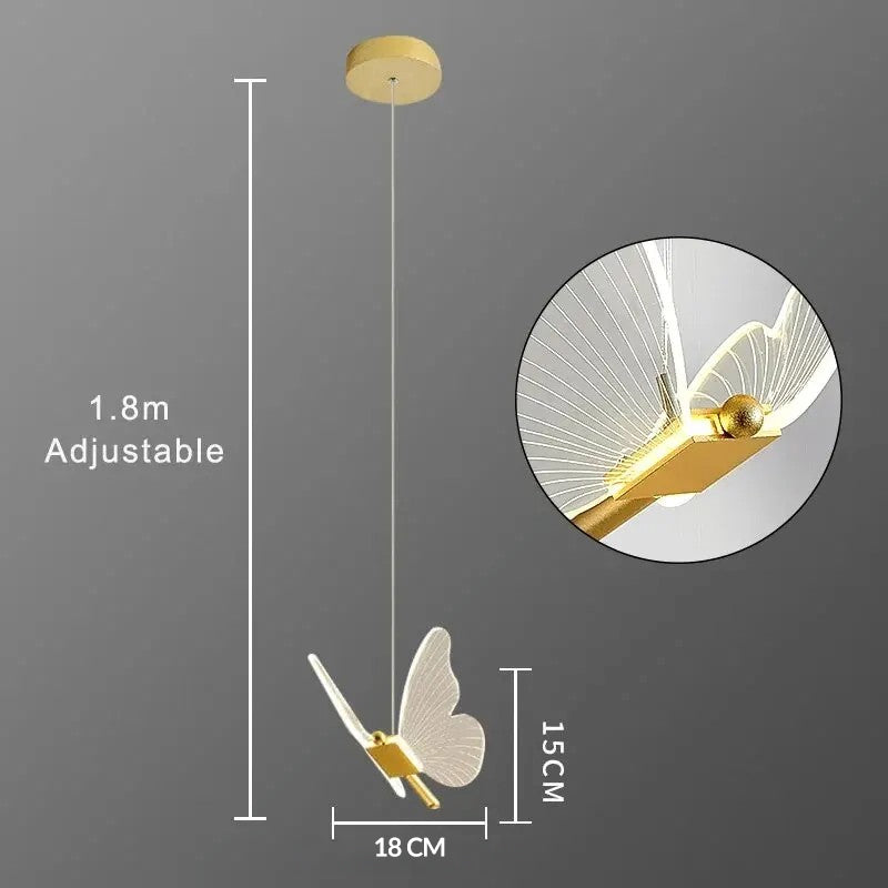 Butterfly LED Pendant Lamp Artistic Hanging Light for Bedroom, Bedside & Staircase Decor