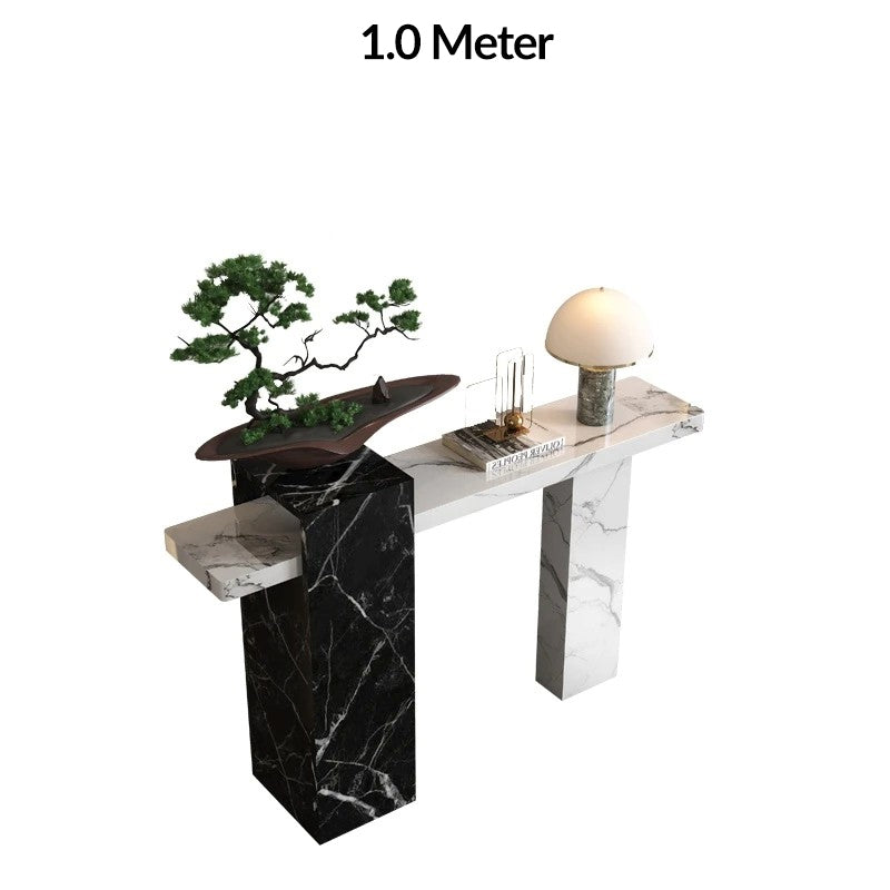 Premium Decorative Marble & Ash Wood Console Table For Foyer, Hallway, Entryway Decor