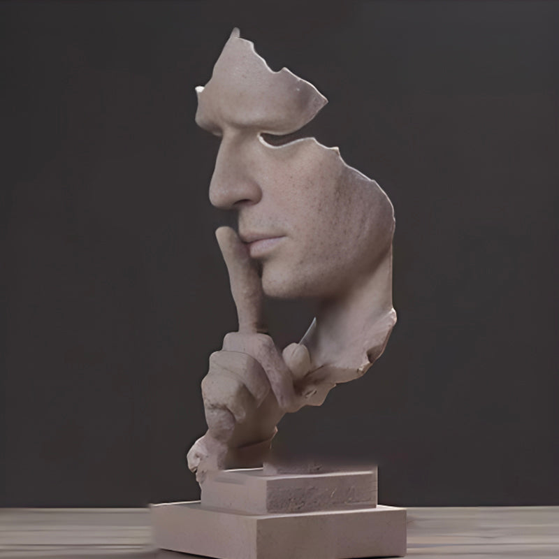 Luxury Abstract Crafts Silence Is Golden Figurine for Living Room & Workspace