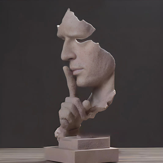 Luxury Abstract Crafts Silence Is Golden Figurine for Living Room & Workspace