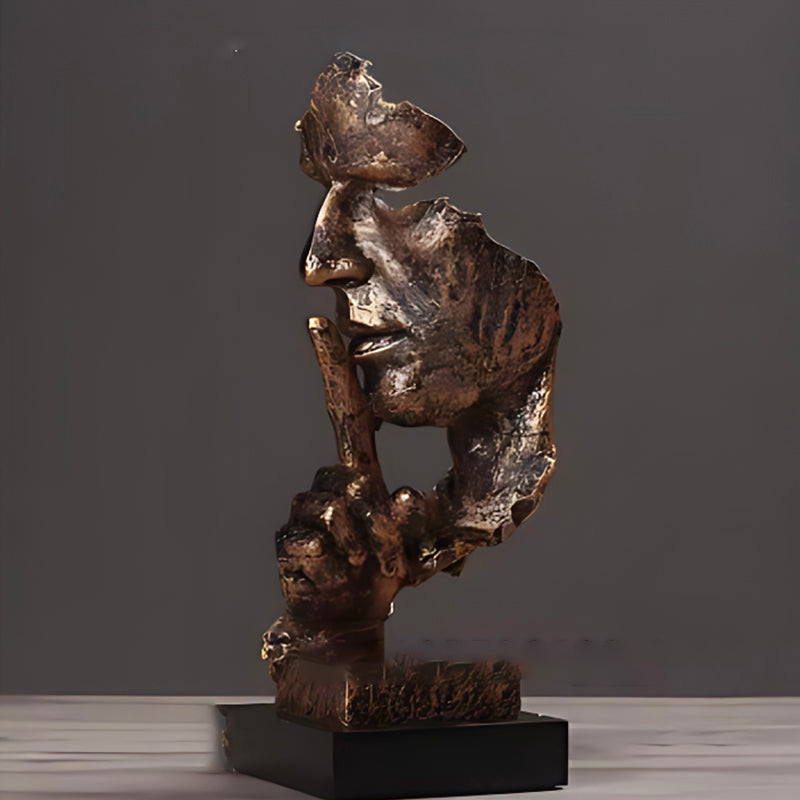 Luxury Abstract Crafts Silence Is Golden Figurine for Living Room & Workspace