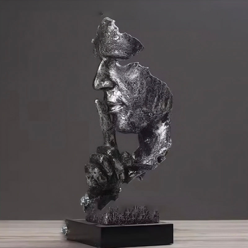 Luxury Abstract Crafts Silence Is Golden Figurine for Living Room & Workspace