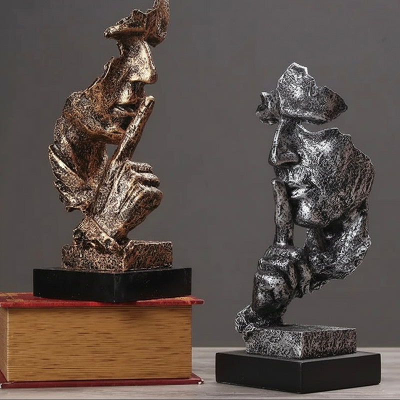 Luxury Abstract Crafts Silence Is Golden Figurine for Living Room & Workspace