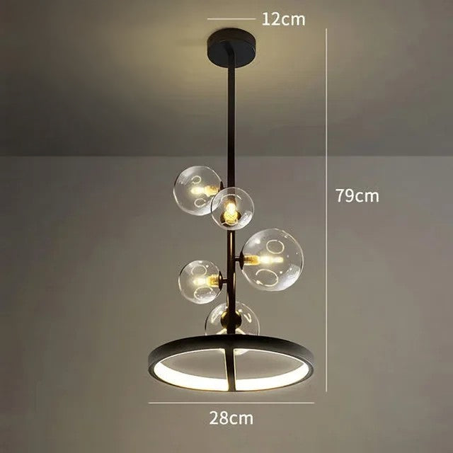 Luxury Nordic Ring Chandelier Glass Ball LED Pendant Light for Kitchen & Living Room Decor