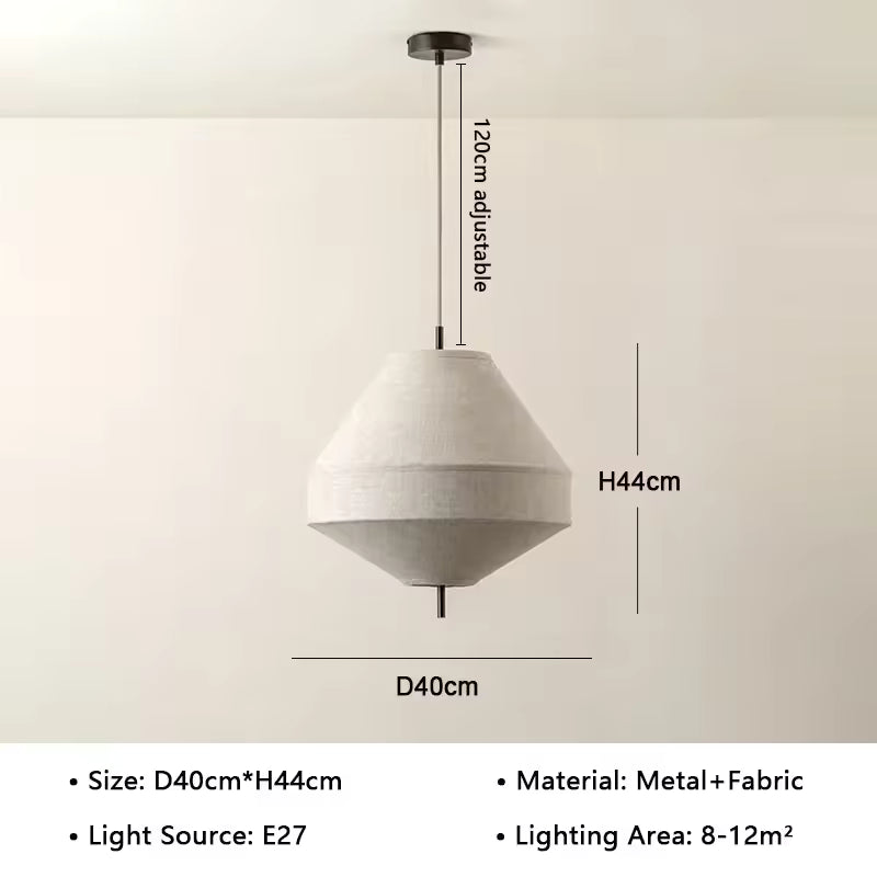 Wabi Sabi Fabric Pendant Light – Japanese UFO Lantern Chandelier for Modern Dining Rooms