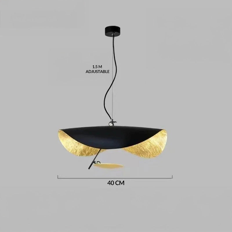 Modern Curved Chandelier French Hat Art Design LED Pendant Light for Living Rooms & Restaurants