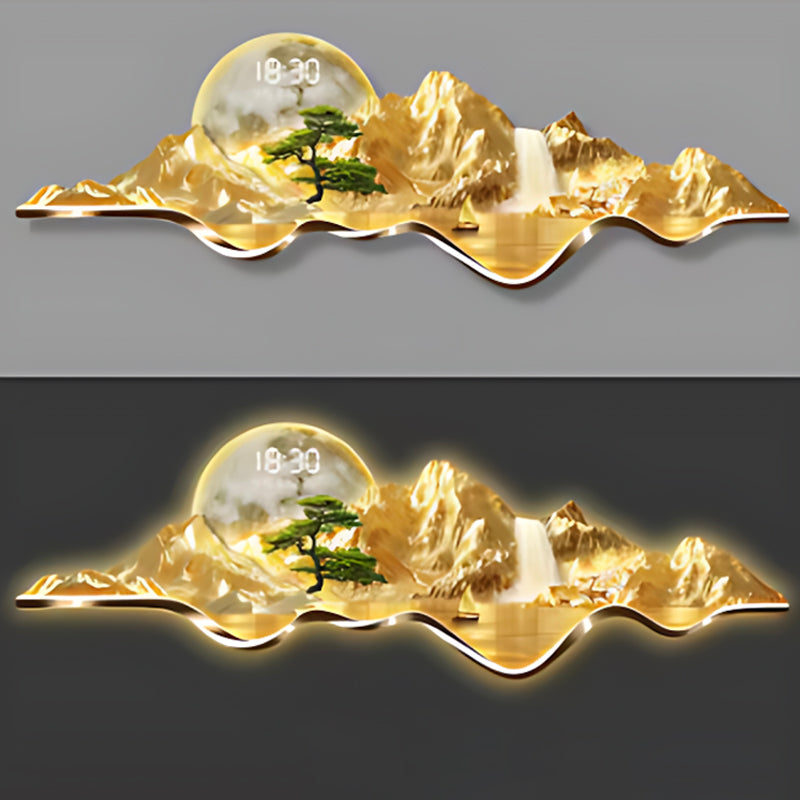 Gold Metal Wall Clock Luxury Aesthetic Wall Art with Creative Silent Mechanism