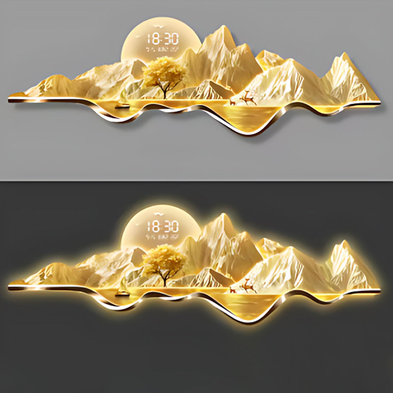 Gold Metal Wall Clock Luxury Aesthetic Wall Art with Creative Silent Mechanism