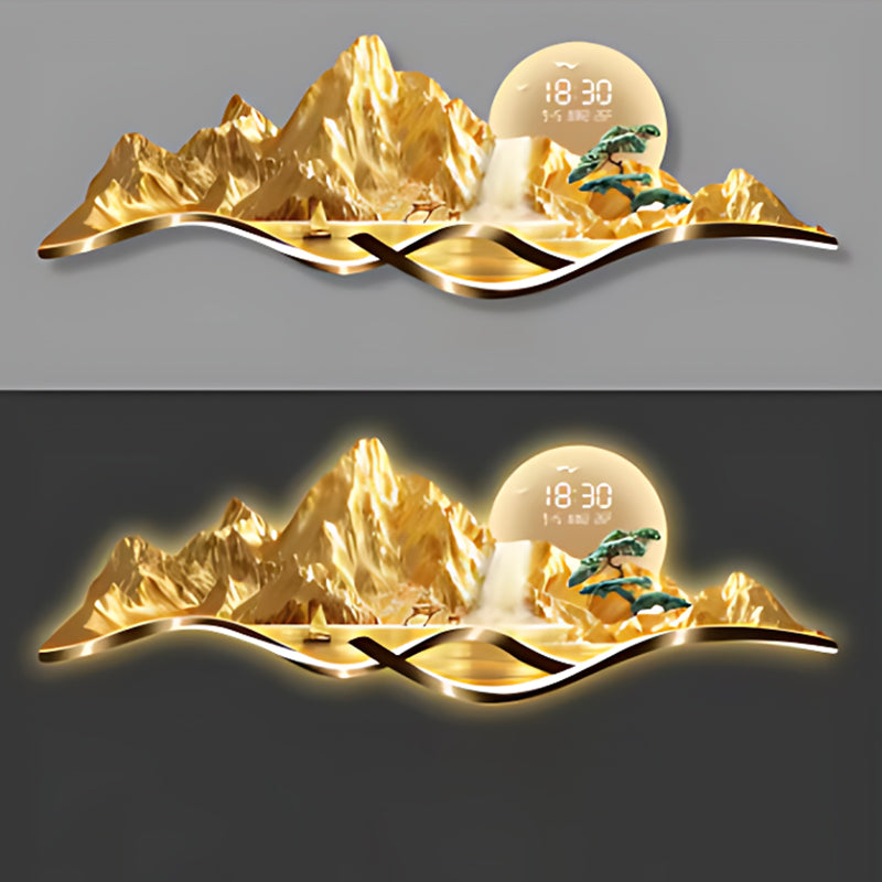 Gold Metal Wall Clock Luxury Aesthetic Wall Art with Creative Silent Mechanism