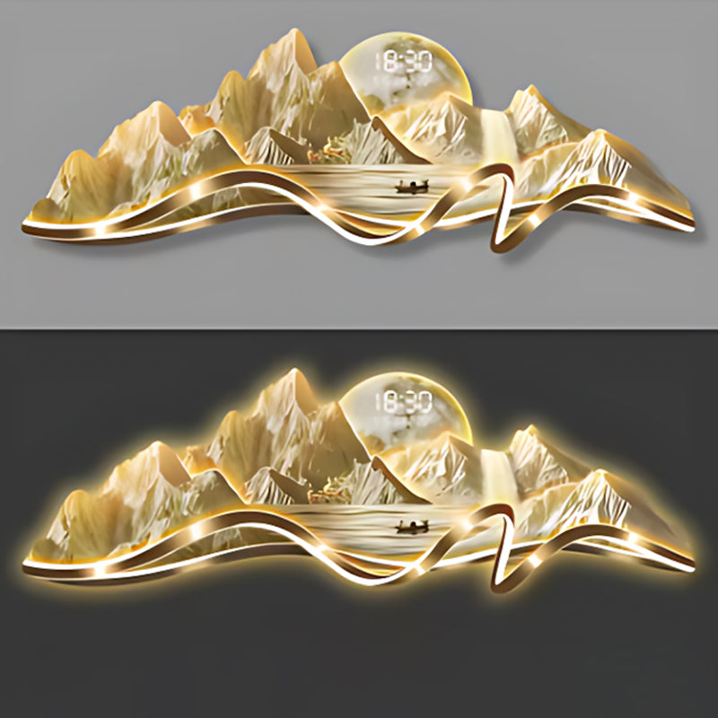 Gold Metal Wall Clock Luxury Aesthetic Wall Art with Creative Silent Mechanism