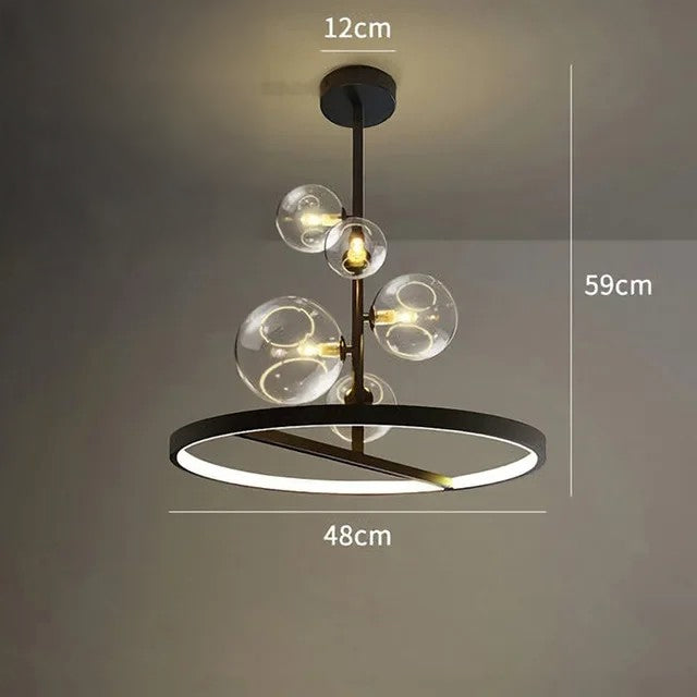 Luxury Nordic Ring Chandelier Glass Ball LED Pendant Light for Kitchen & Living Room Decor