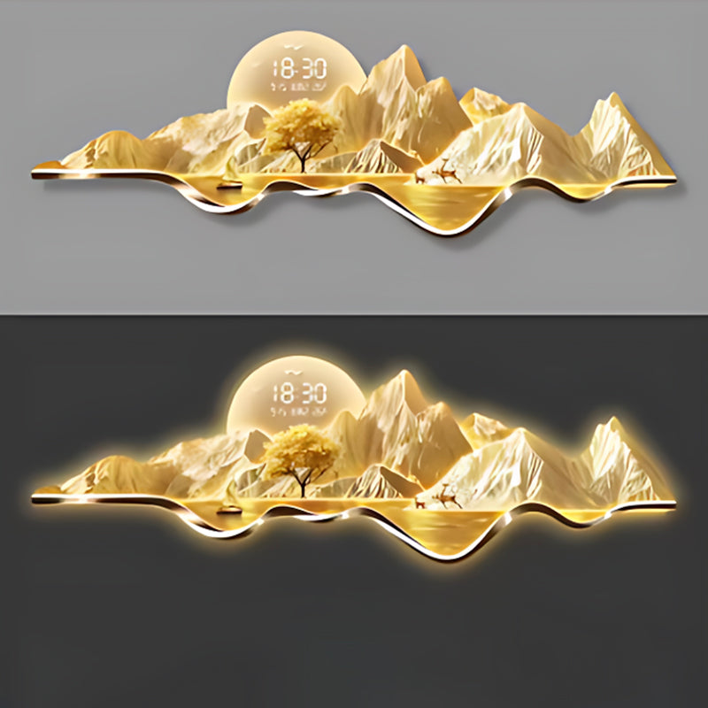 Gold Metal Wall Clock Luxury Aesthetic Wall Art with Creative Silent Mechanism