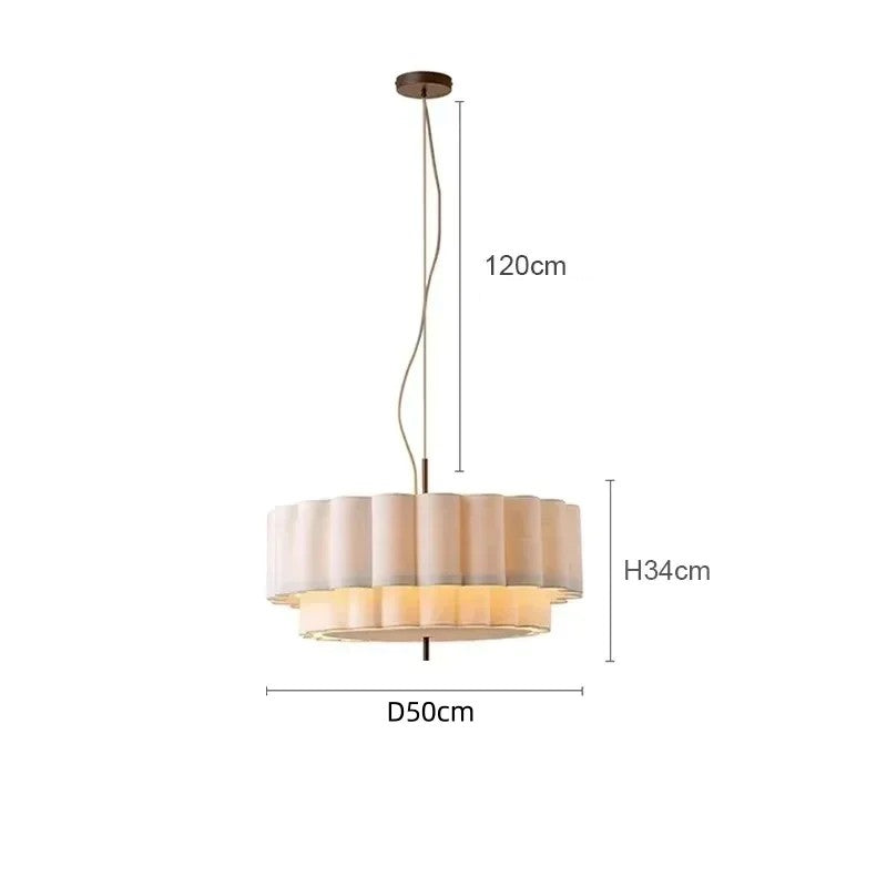Wabi Sabi Fabric Chandelier Elegant Hanging Lamp for Modern Living & Bedroom Spaces