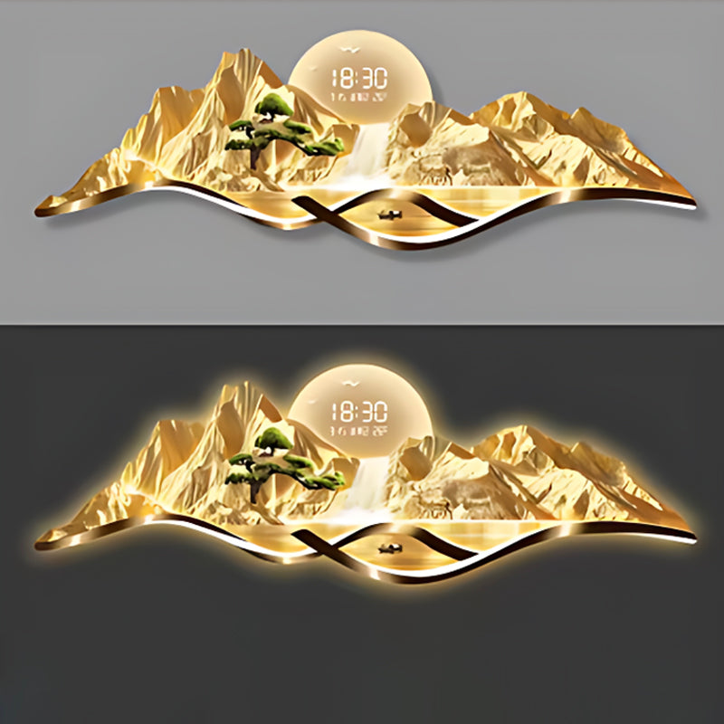 Gold Metal Wall Clock Luxury Aesthetic Wall Art with Creative Silent Mechanism