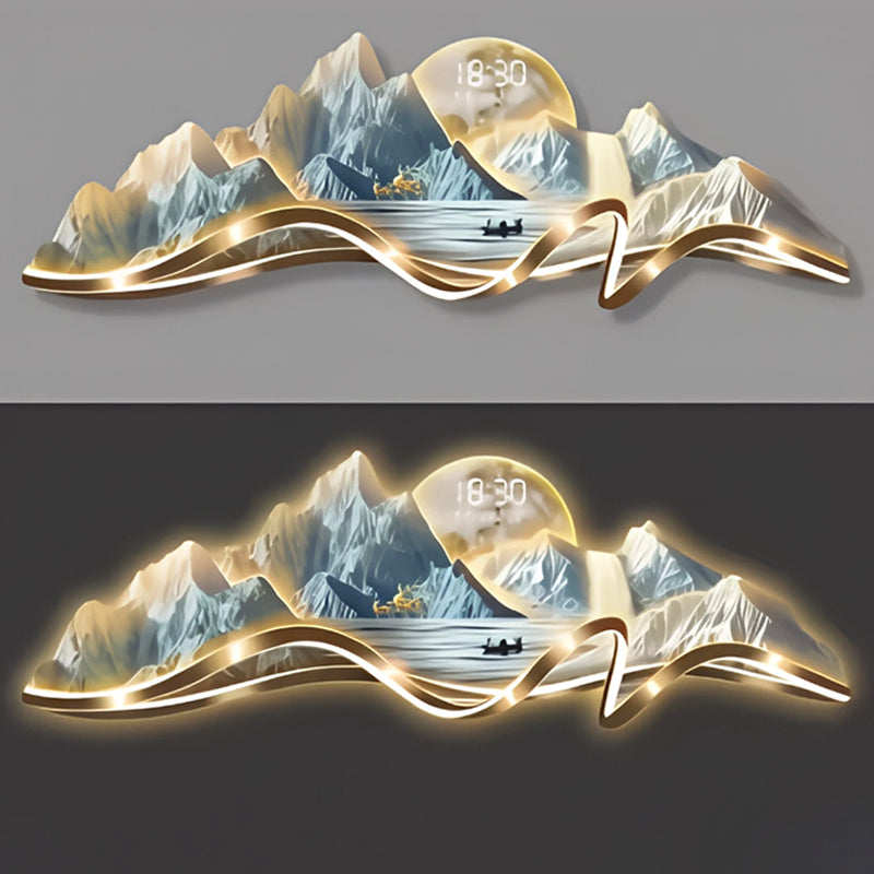 Gold Metal Wall Clock Luxury Aesthetic Wall Art with Creative Silent Mechanism