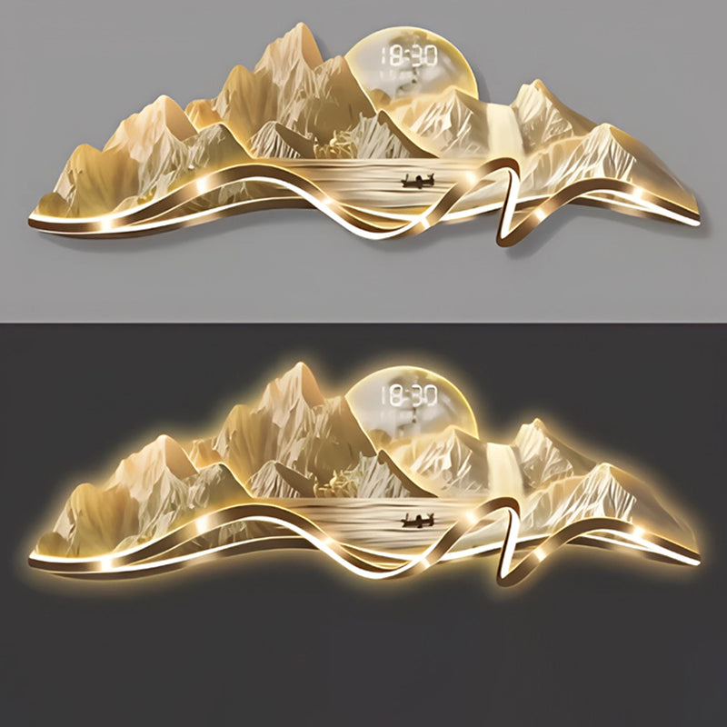 Gold Metal Wall Clock Luxury Aesthetic Wall Art with Creative Silent Mechanism